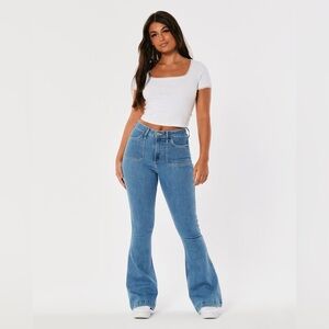 Hollister Women's Curvy High-rise  Blue Wide Leg Jeans